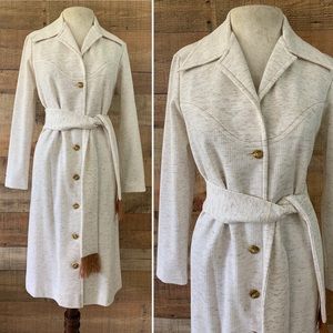 Vintage 1970’s Bleeker Street Button Front Belted Dagger Collar Dress boho hippy